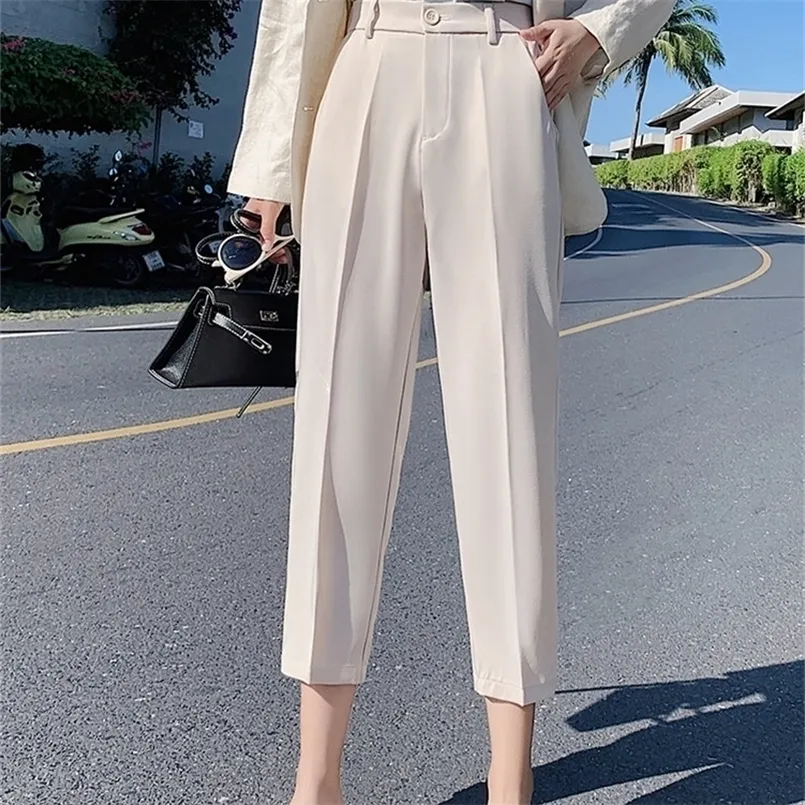 Pantaloni da donna Capris Yitimoky Suit Donna Vita alta Office Lady Harem Pantaloni da donna Nero Beige Moda coreana Qualità 221109