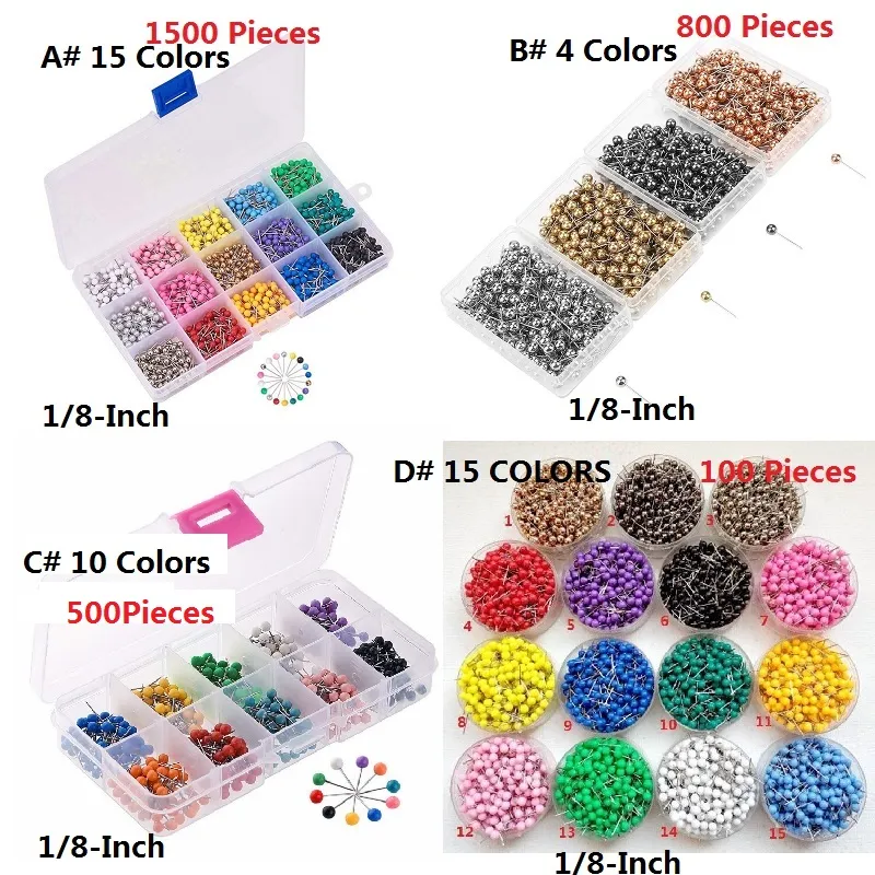 1/8 inch kleine kaart duwpennen kaart tacks plastic kop met stalen punt voor reiskaart stof markering muur bulletin boards retro metalen kleur