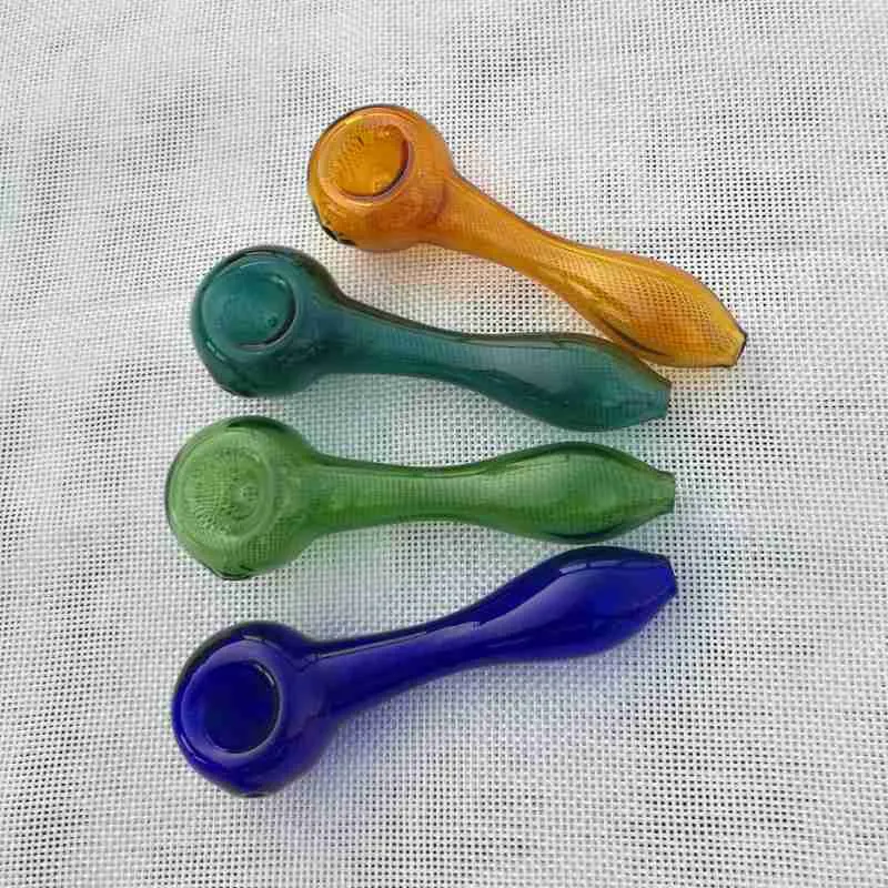 Mini tuyaux à main de 4 pouces Bangs en verre capiteux Tuyaux de brûleur à mazout portables Cuillère Type droit Pipe à fumer Petits accessoires pour fumer Heady Oil Rigs