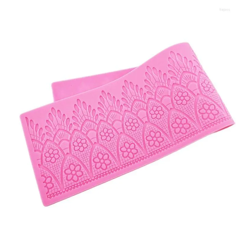 Stampi da forno Tappetino in pizzo Motivo floreale squisito Stampo in silicone per fondente Strumento per la decorazione del bordo della torta di compleanno di nozze Sugarcraft K987