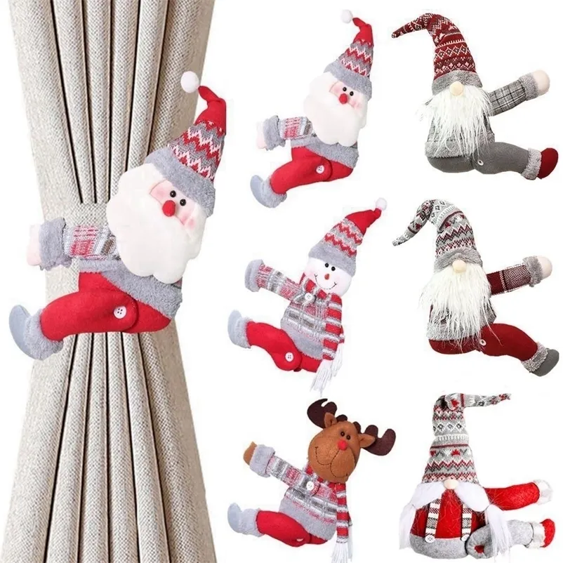 Decorações de Natal Papai Noel Claus Elk Curtain Buckle Doll Ornament Merry Decoration for Home Xmas Gifts Navidad Ano 2023 221109