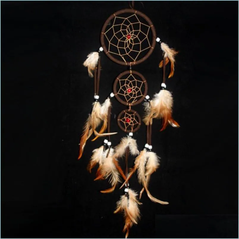 Party Favor Wholesale New Round Ethnic Dream Catcher Feather Home Wall Hanging Decor Crafts Drop Delivery Garden Festive Party Suppl Dhacr