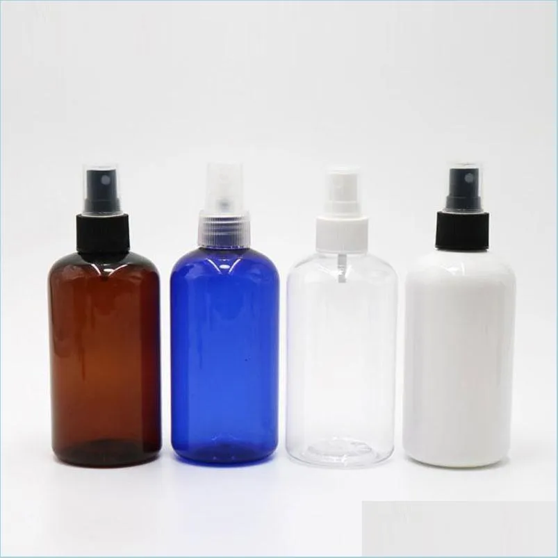 Bouteilles d'emballage Bouteille d'atomiseur de pulvérisation en plastique 250Ml Bouteilles rondes vides rechargeables Atomiseur de pompe à brouillard pour l'emballage cosmétique 24Pc / Lo Dhuct