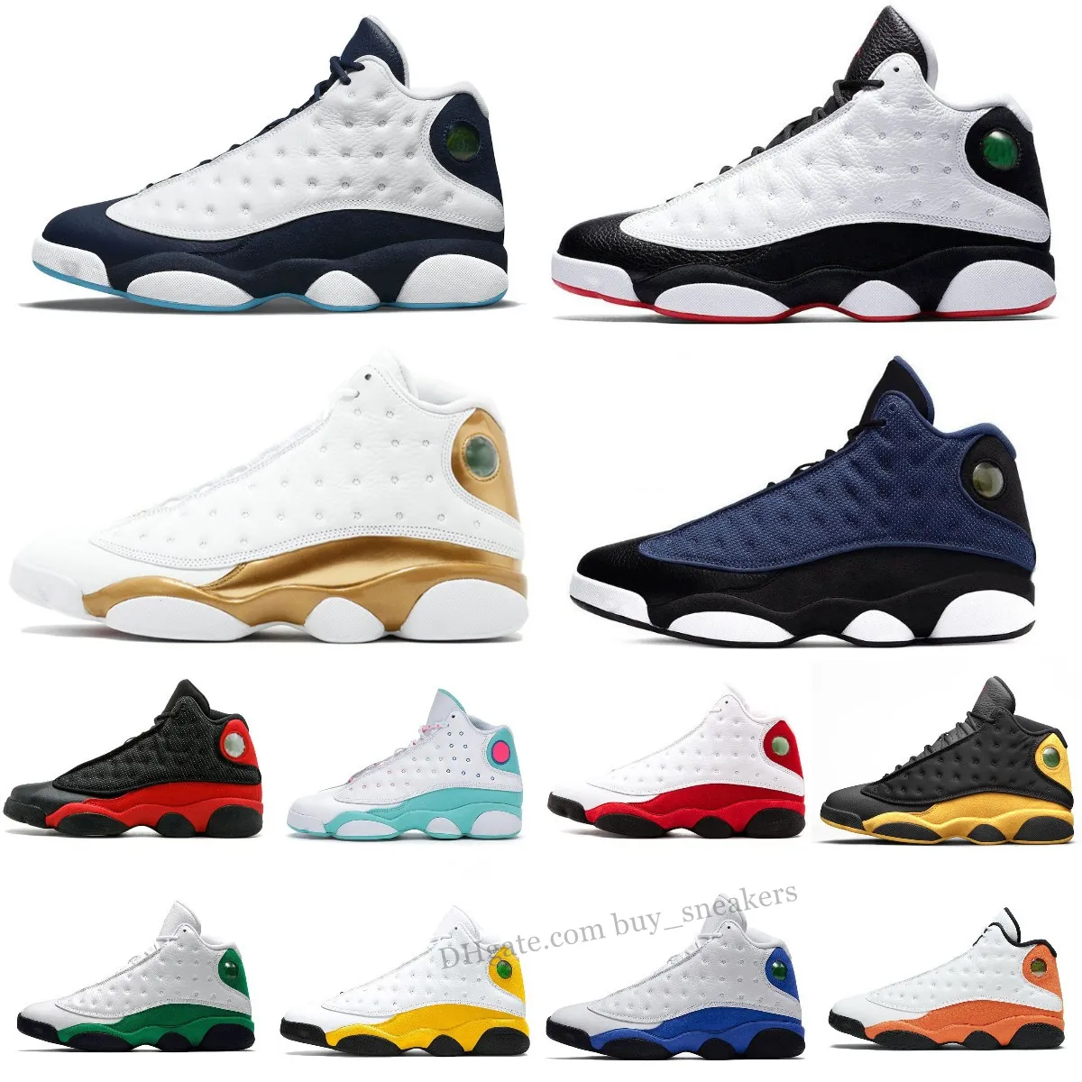 New XIII 13 13s Basketball Shoes Gym Red Flint Hyper Royal French Blue Linen Island Green Obsidian Bred Midnight Navy Purple Yellow Del Sol Barons Black Cat Sneakers