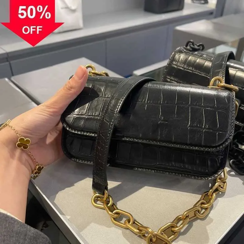 Designer de luxe pour femmes sacs à bandoulière simple mode double lettre en cuir alligator bras vers le bas chaîne épaules sac de messager petite usine vente directe