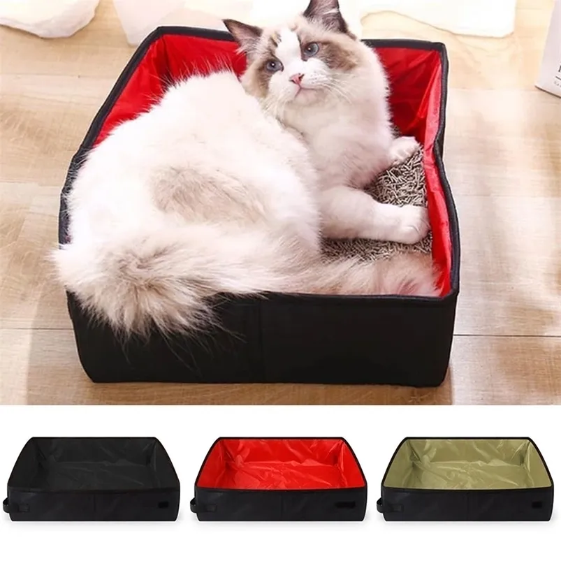 Autres fournitures pour chats Pliage de voyage Litter Litter Box pour chien Plateau de toilette Lit étanche étanche extérieure pliable 221108