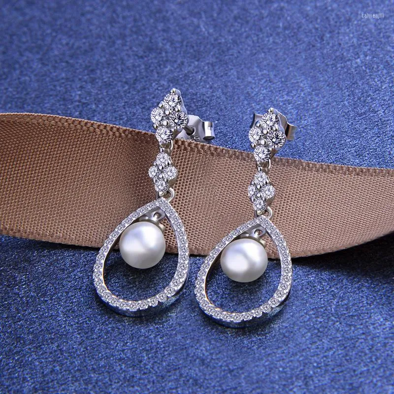 أقراط التدوير Tahitian Pearl Jewelry S925 Silver Sterling Dorp Women Aros Mujer Oreja 925