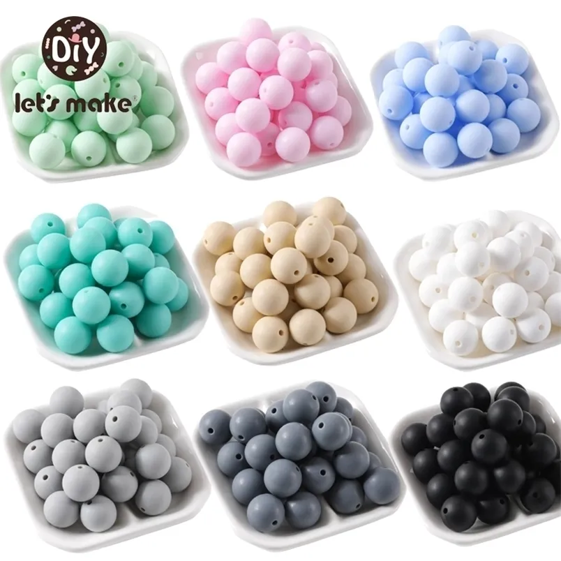 Baby Teethers Toys Let's Make 100pcs Perle Silicone Beads 15mm Teether Round Food Grade DIY BPA Free 221109