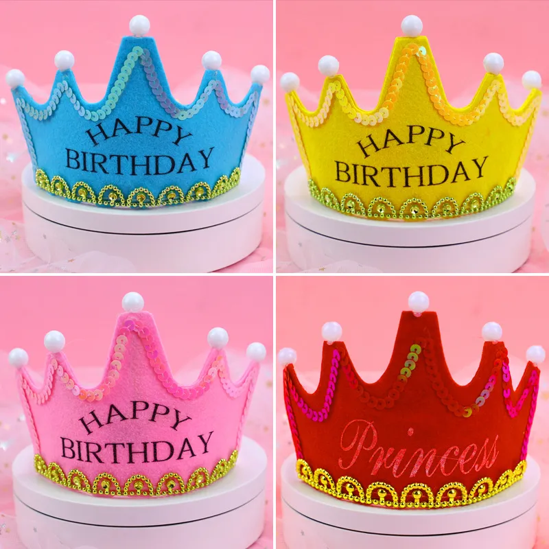 LED CROWN HAT COSPLAY COSPLAY King Princess Crown LED Happy Birthday CAP COLLULL Farmarling Headgear DH0958