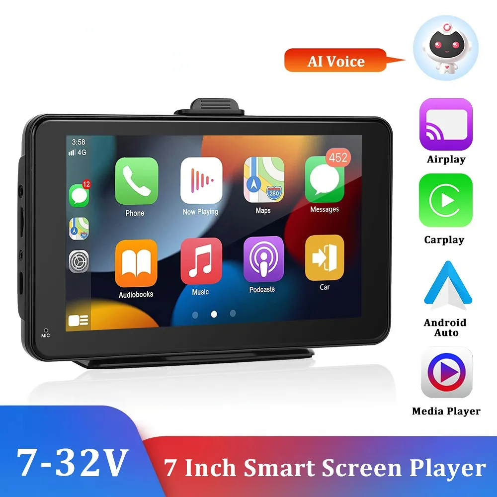 Universal 7 '' Car Radio Multimedia Video Player Wireless CarPlay och Wireless Android Auto Touch Screen för Nissan Toyot226T