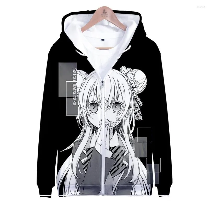 Sweats à capuche pour hommes Happy Sugar Life Anime Zipper Unisexe Mode Zip Up Sweat Satou Matsuzaka Motif 3D Imprimé Automne Outwear