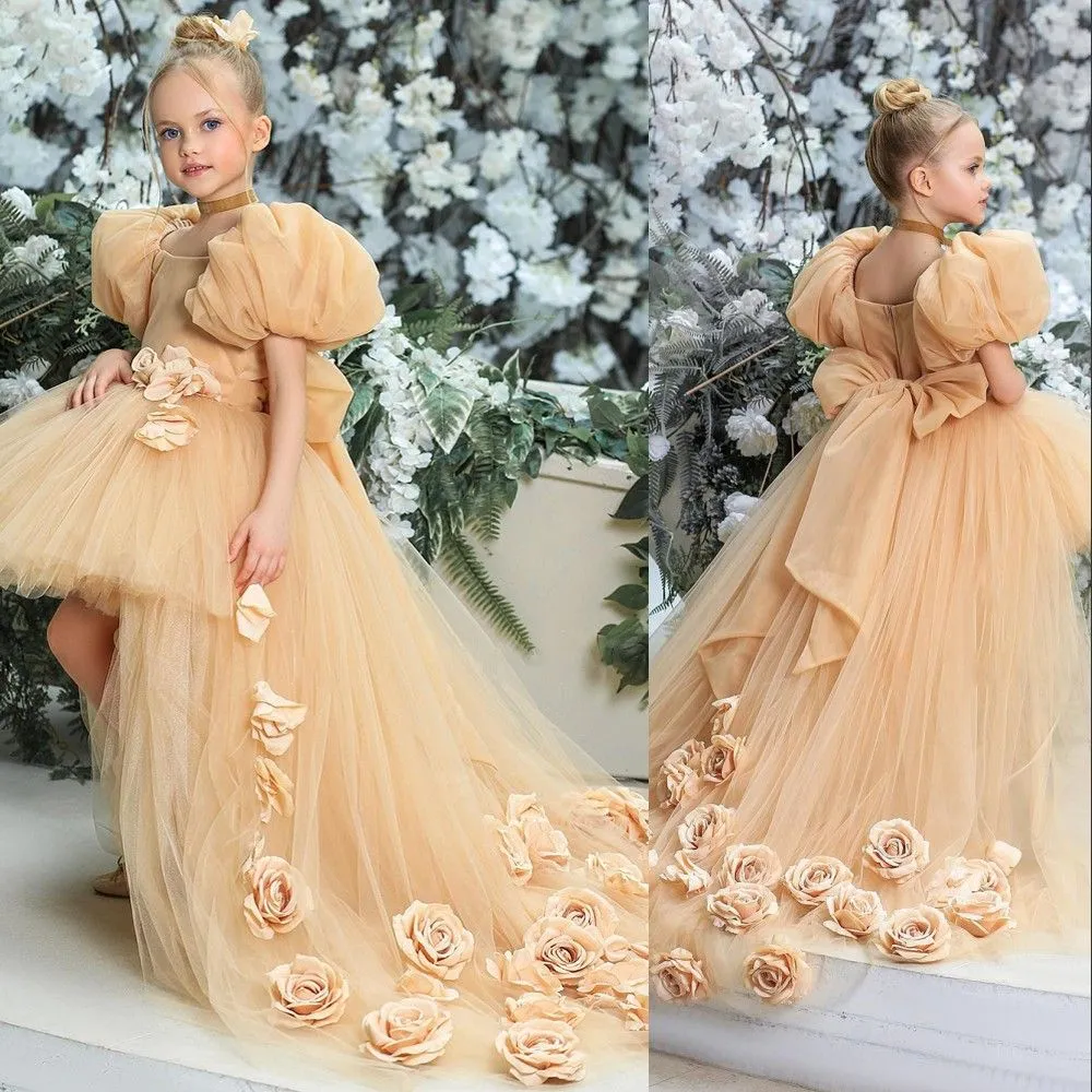 Gorgeous Organza & Satin Scoop Neckline Ball Gown Flower Girl Dresses With Handmade Flowers Gorgeous Organza & Satin Scoop Neckline Ball Gown Flower Girl Dresses With Handmade Flowers