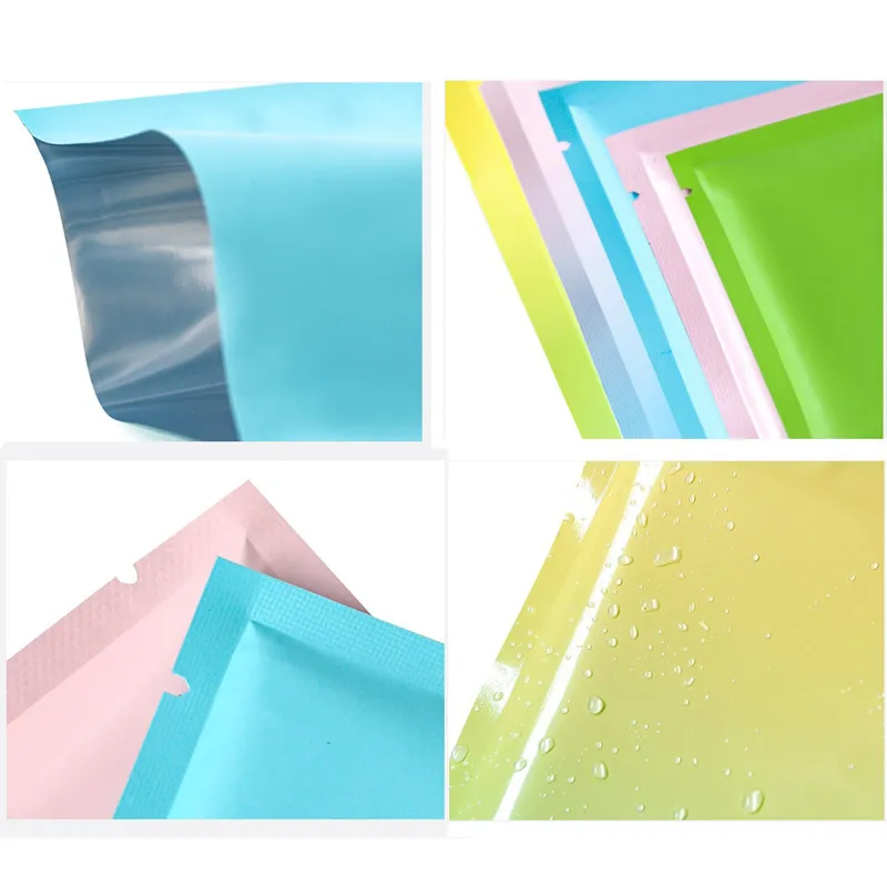 Small Open Top Aluminum Foil Mylar Foil Open Fill Bags Powder Gifts Heat Sealable Package Bag Flat Pouches Tear Notch LX5255