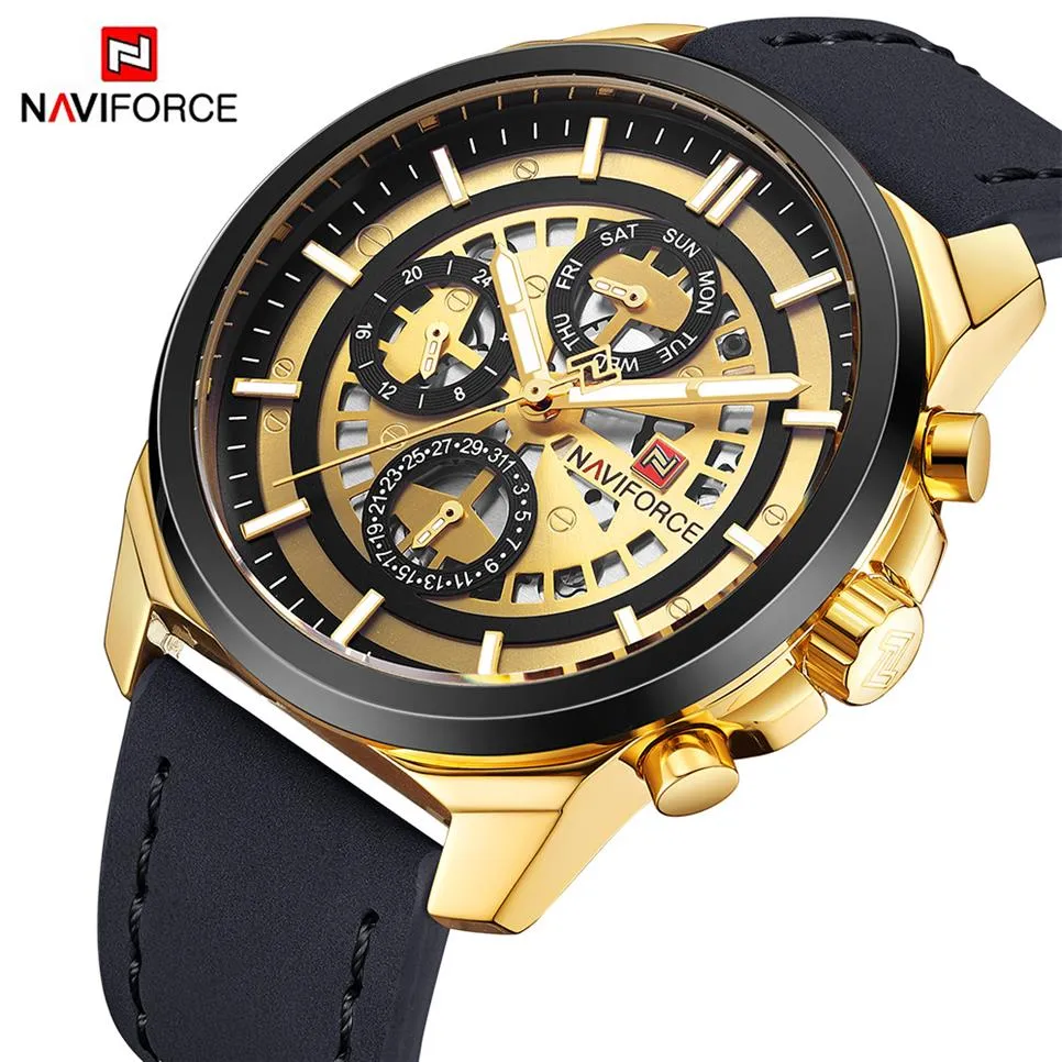 Naviforce Luxury merk mannen kwarts pols horloges herenkwarts 24 uur date klok mannelijke sport waterdichte horloge relogio masculin291m