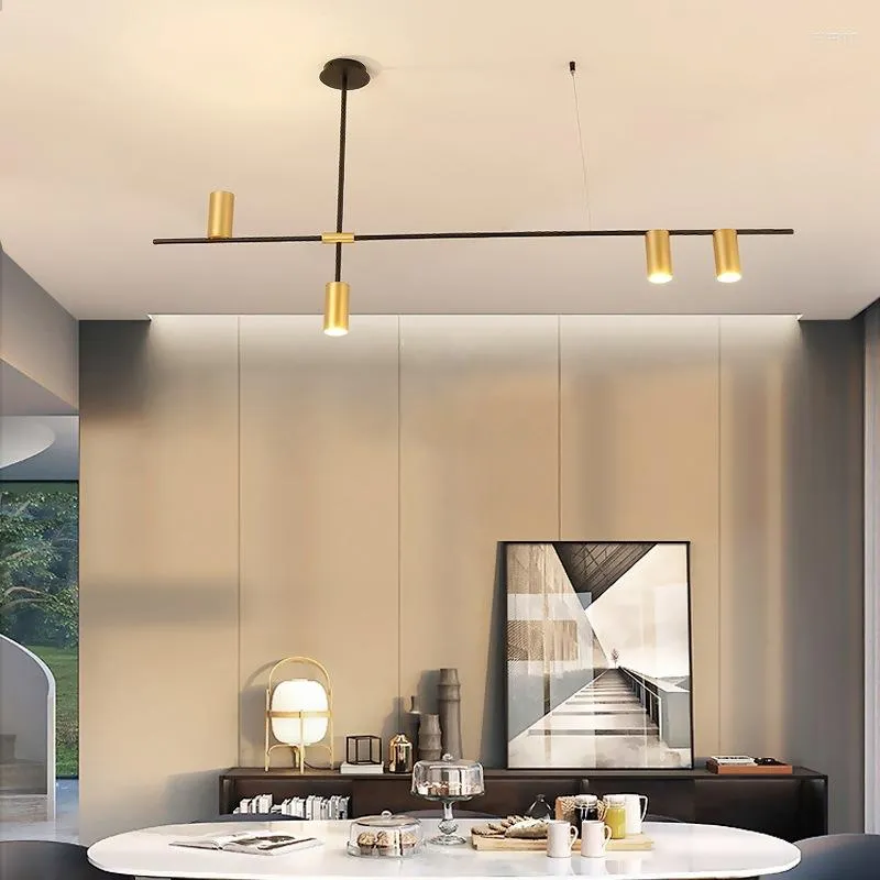 Lustres salon lustre doré nordique moderne minimaliste Studio modèle réception salle à manger lumière en forme de bande