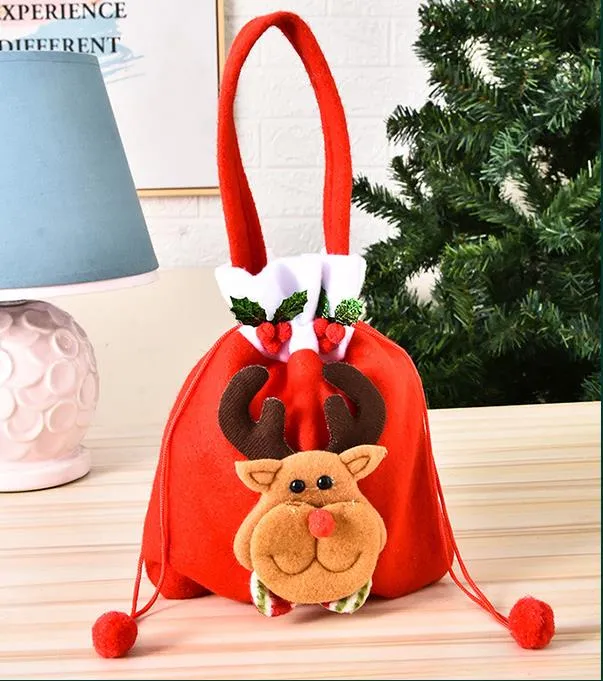 New Christmas Santa Bags For Children Xmas Gifts Cartoon Mini Coin Purse Handbags Christmas Candy Bag