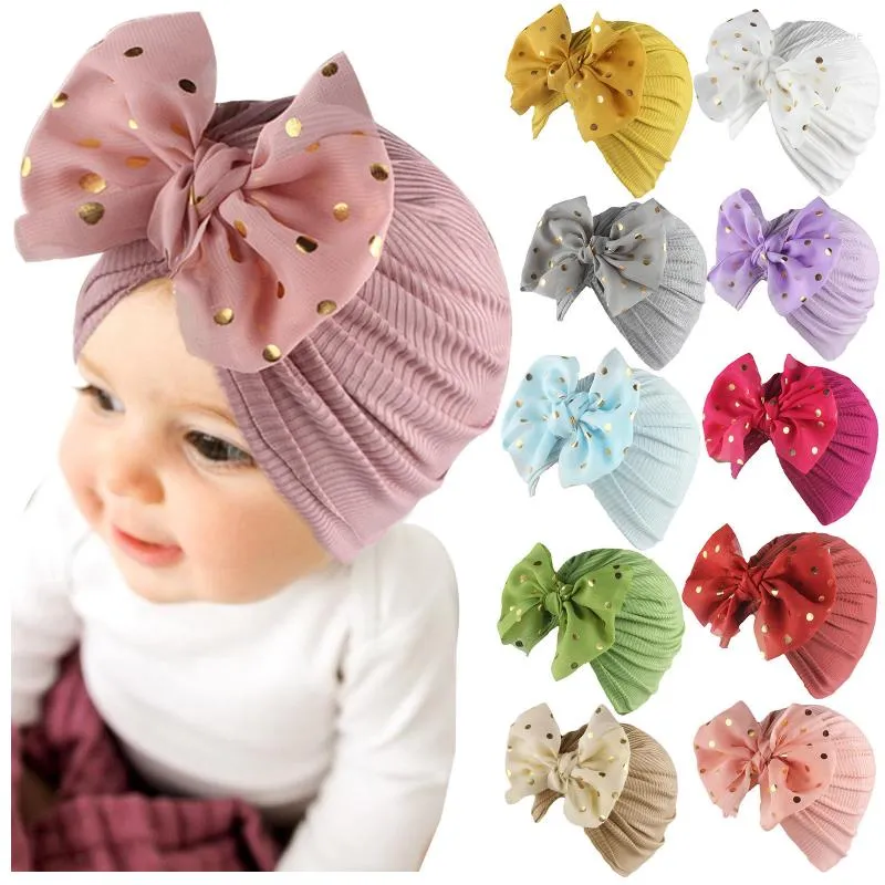 Hats Lovely Shiny Bowknot Baby Hat Cute Solid Color Girls Boys Turban Soft Born Infant Cap Beanies Head Wraps