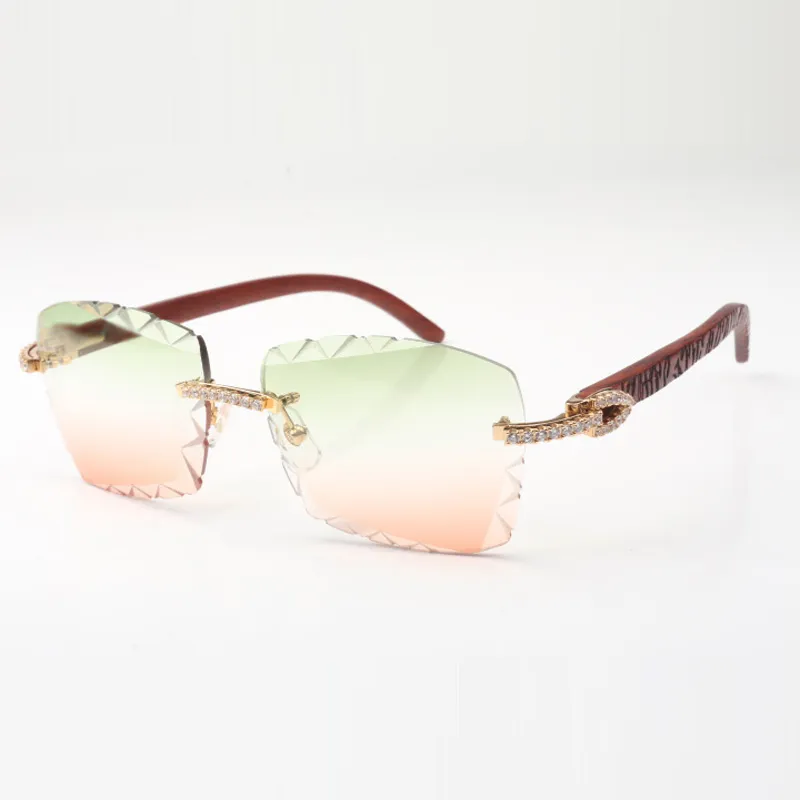 Средний бриллиант прохладные солнцезащитные очки 3524029 с натуральными деревянными ногами и 58 мм