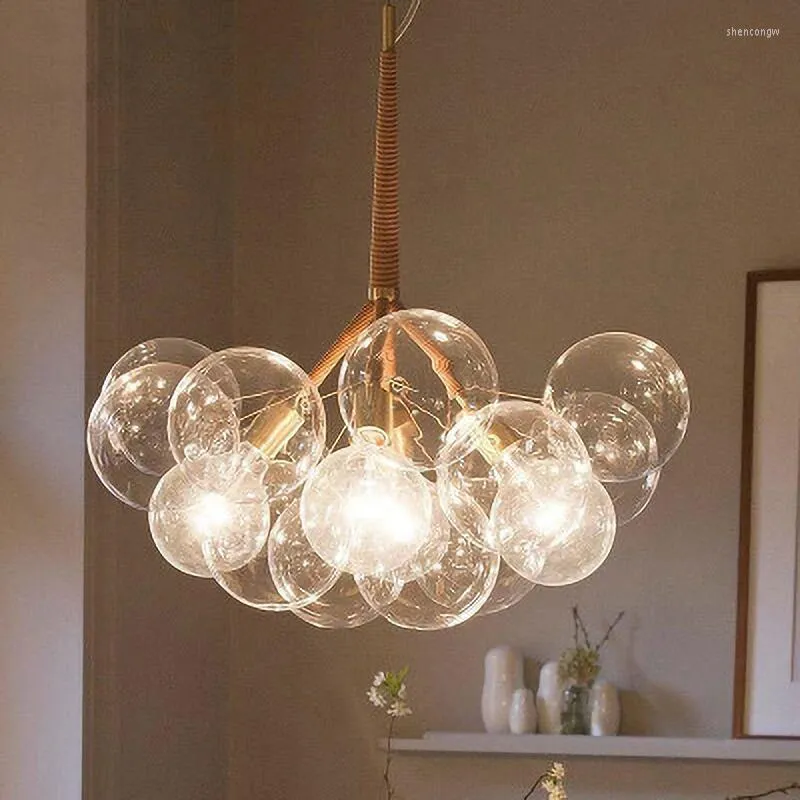 Lustres Nordic Italian Fashion Créativité Lustre En Verre Moderne 9/12/20 Bulles Art Moléculaire Led Suspension Pour Salon