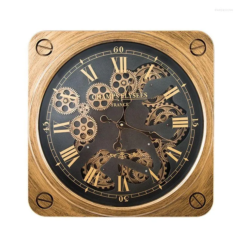 벽 시계 3D 북유럽 대형 시계 빈티지 홈 장식 금 시계 산업용 스타일 거실 초라 기적 선물