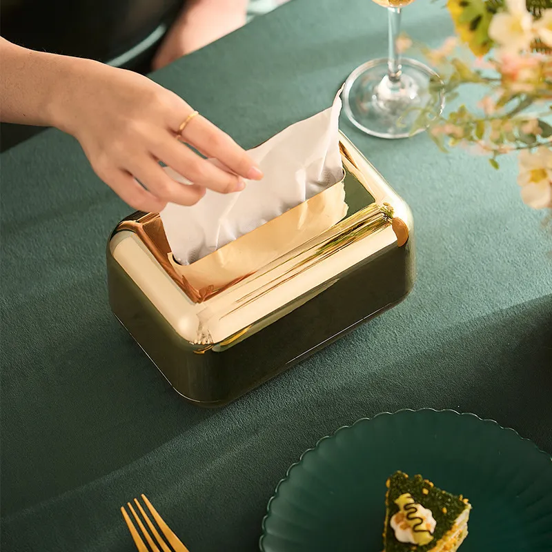 Caixas de tecidos guardanapos de luxo de armazenamento dourado de armazenamento de guardana