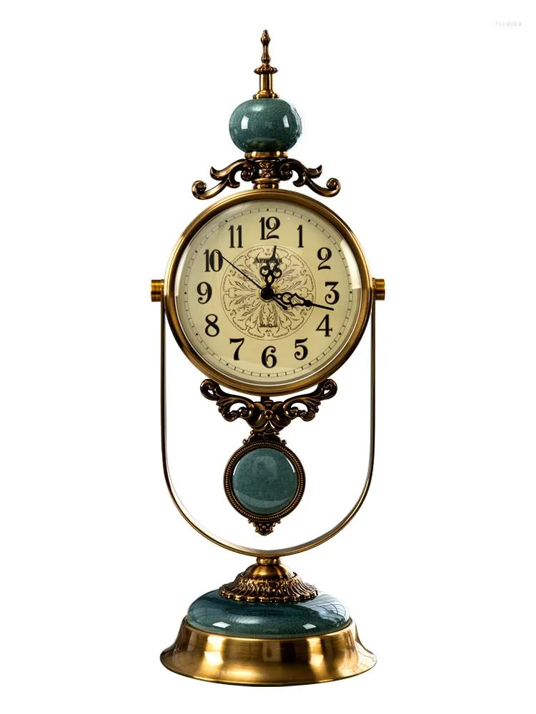 테이블 시계 Amerikaanse Tafel 스윙 데스크톱 리치트 고급 스러움 Klok Woonkamer Decoratie Deskclock Thuis Ornamenten Retro Quartz