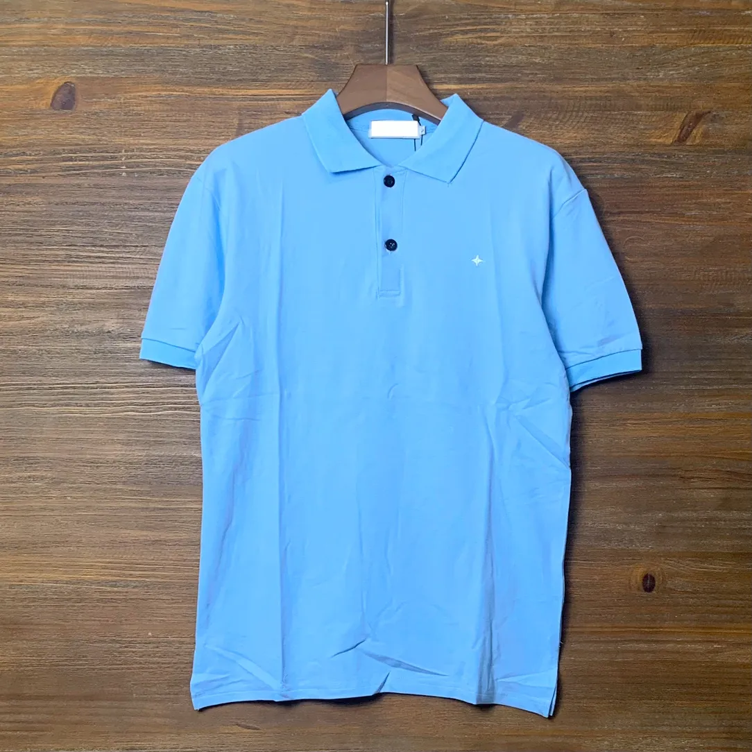 Marke Herren Polos T-Shirts STONE besticktes rundes Abzeichen-Logo ISLAND Baumwolle Casual Business Kurzarm klassisches Hemd 09