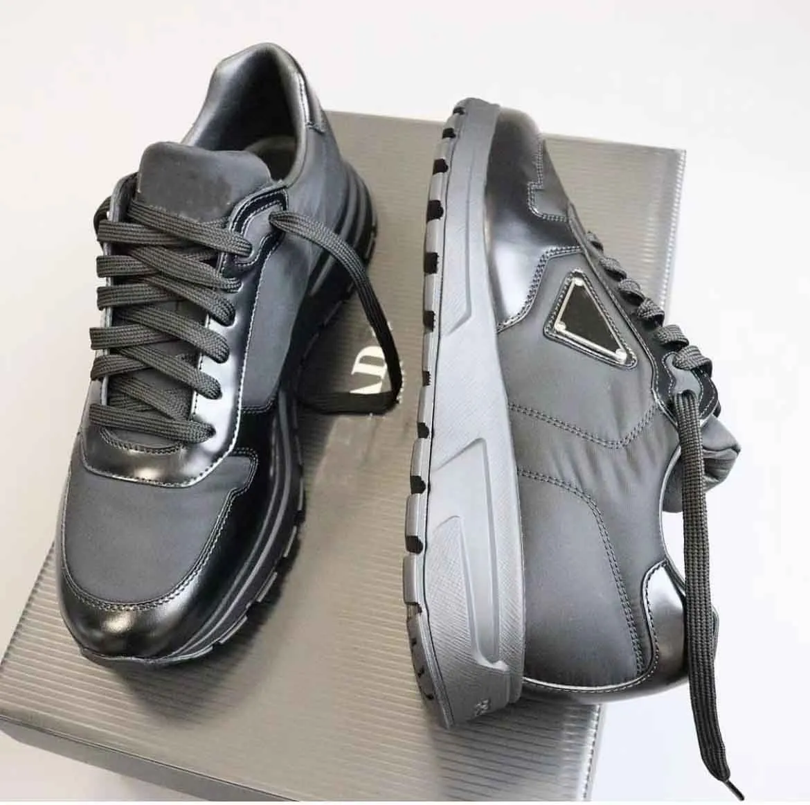 Varumärke PRAX 01 Men sneaker skor borstade lädertränare man teknisk gummi renylon löpare sport luggar ensam casual promenad eu38-46