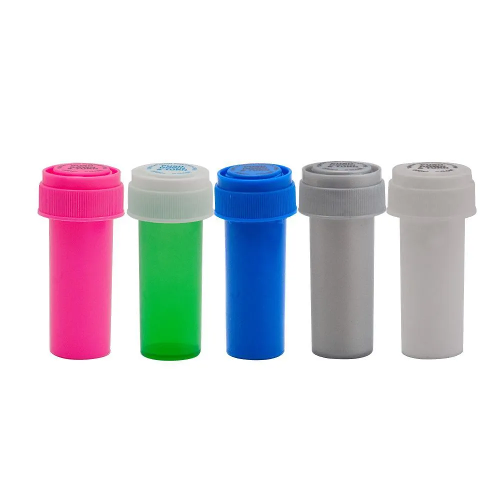 Andra rökningstillbehör 8 DRAM PUSH Down Turn Viage Container Acrylic Plastic Stroage Stash Jar Pill Bottle Case Box Herb WaterProo DH9HL