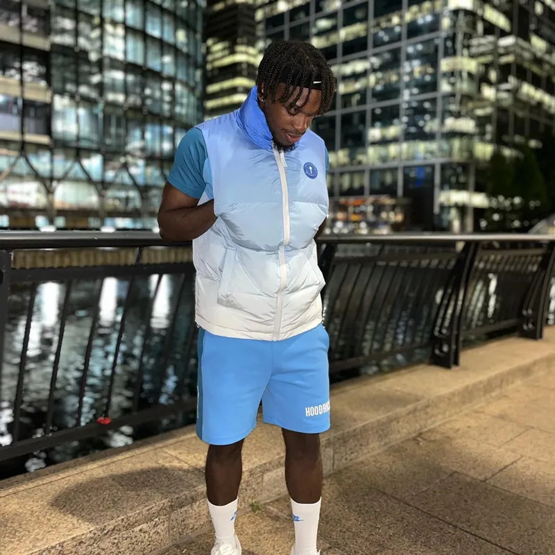 Trapstar Jacket: Gilte-ice Blue Mens Vest with Embroidered