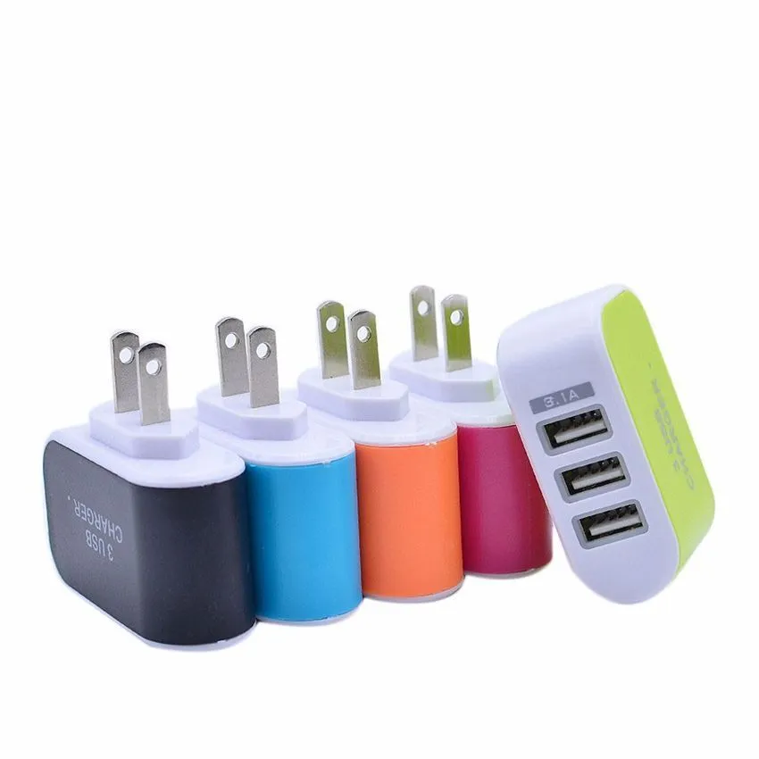 Universal 3 Ports USB  3.1A US EU Plug Fast Charging Smart Mobile Phone Chargers Home Travel Adapter For Samsung  Tablet