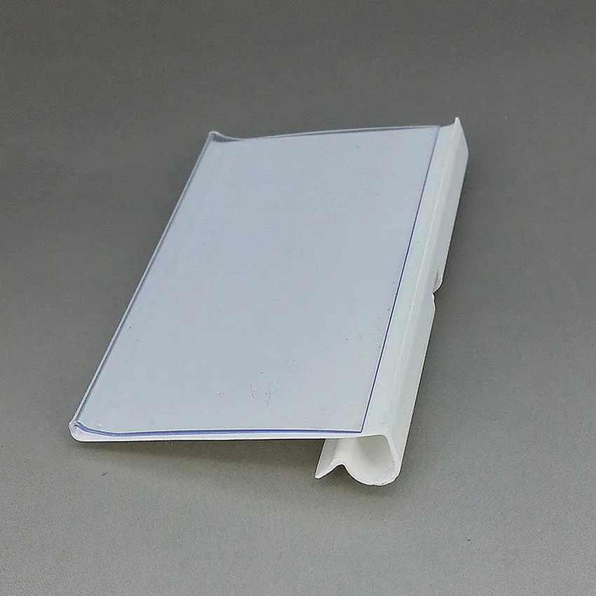 Retail Supplies PVC Plastic Price Tag Sign Label Display Holders Clips Supermarket Shelf Wire Hook Rack White 