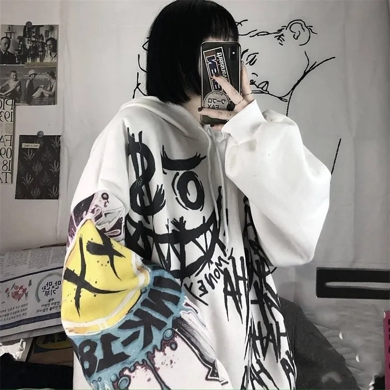 Moletons femininos moletons góticos japão desenho animado Hip Hop Sweatshirt Oversize mulheres primavera outono engraçado punk tops fêmeas roupas menina 221109