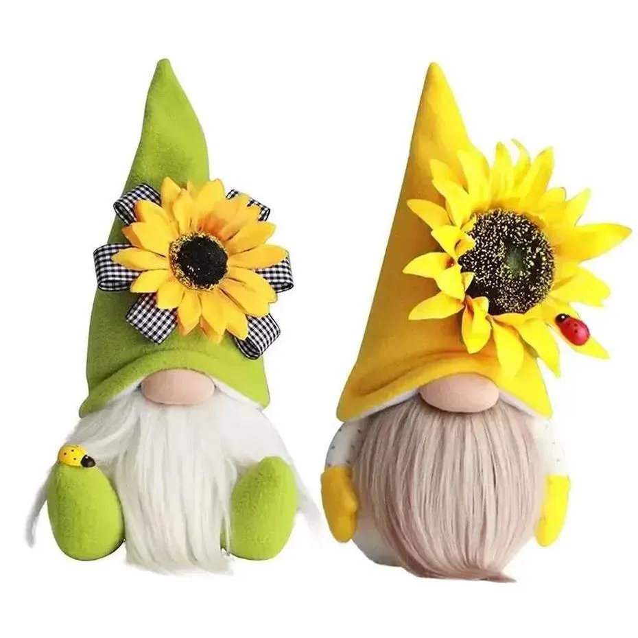 Party Favor Bee Festival Faceless Doll Dwarf Cute Sunflower Ground Fine Autumn Color Ornaments Drop Delivery Home Garden Festive Par Dhfjn