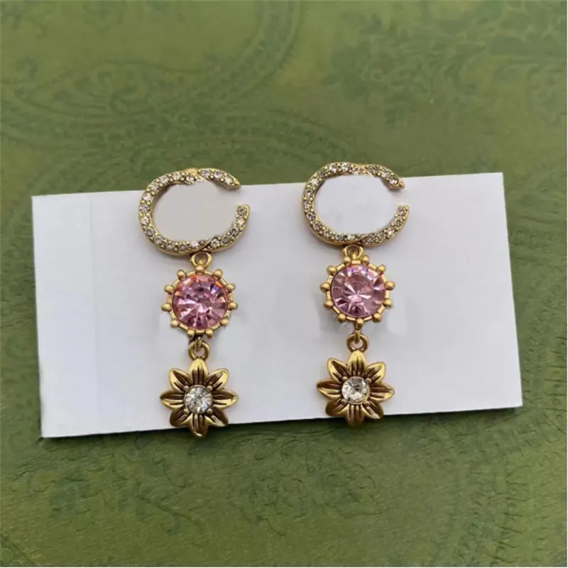 Europe and the United States Fashion Popular Dangle & Chandelier Earrings Women Color Diamond Flower Pendant Designer Earrings