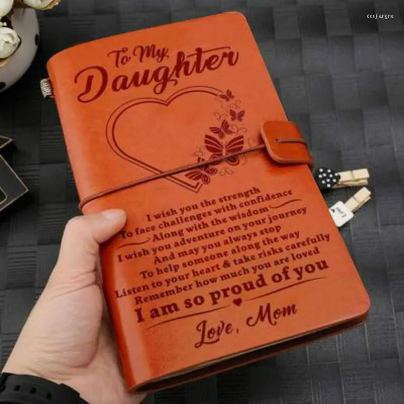 1pc Vintage A6 Brown Craft Paper Notepbook "Моей дочери Love Dad"