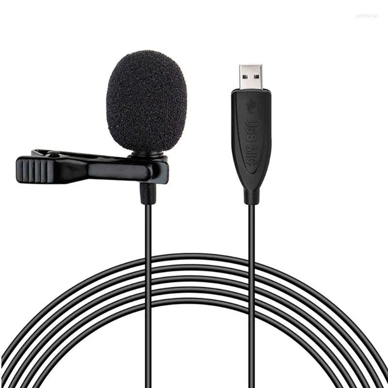 Microphones USB Lavalier Microphone Clip On Collar Condenser Lapel Mic For PC Smart Phones