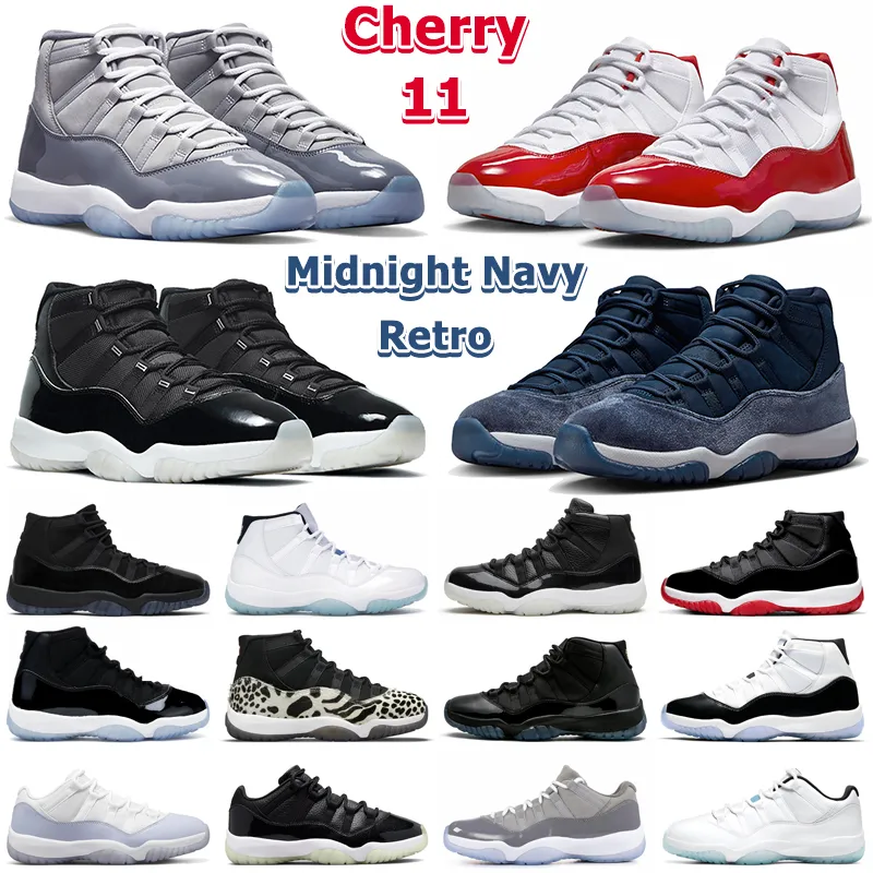 11 Retro Basketball Shoes Men 11s Cherry Cool Grey Midnight Navy Jubilee 25th Anniversary Concord Bred Low 72-10 Legend Blue Mens Women Trainers Sports Sneakers