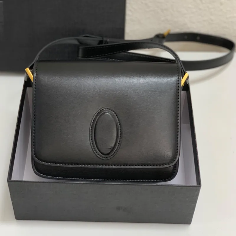 Satchel Toufu-väska Front Flap Messenger Crossbody-väskor Handväska i äkta läder Handväska Modebrev Justerbar axelrem Magnetlås