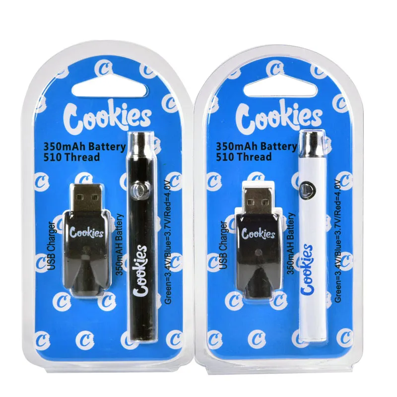 Cookies Vape Battery 510 Frea Baterias Kits de carregador Pré -aquecendo caneta vape