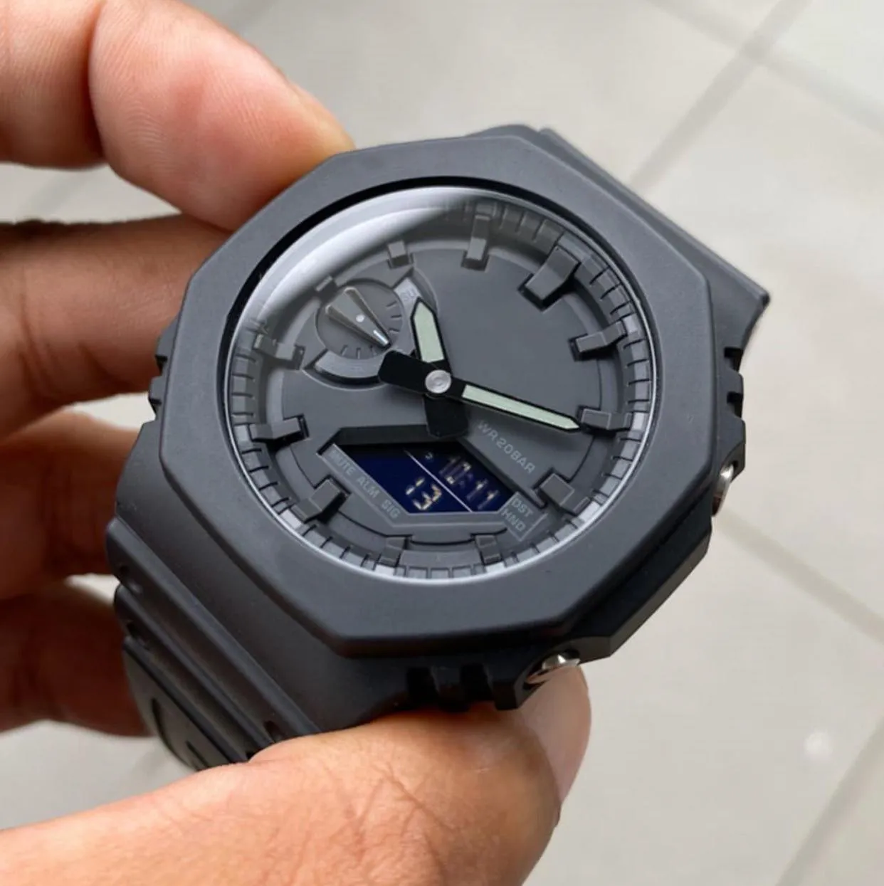 아이스 아웃 시계 스포츠 쿼츠 남성 디지털 시계 슬림 한 분리 가능한 다이얼 방수 세계 시간 LED 전체 기능 오크 시리즈 6 색상