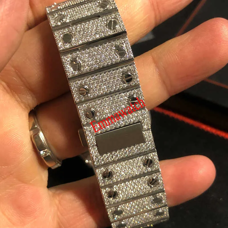 Horloge Nieuwe Versie VVS1 Diamonds horloge Rose Goud gemengd Sier Skeleton Horloge PASS TT Quartz uurwerk Top Heren Luxe Iced Out Sa