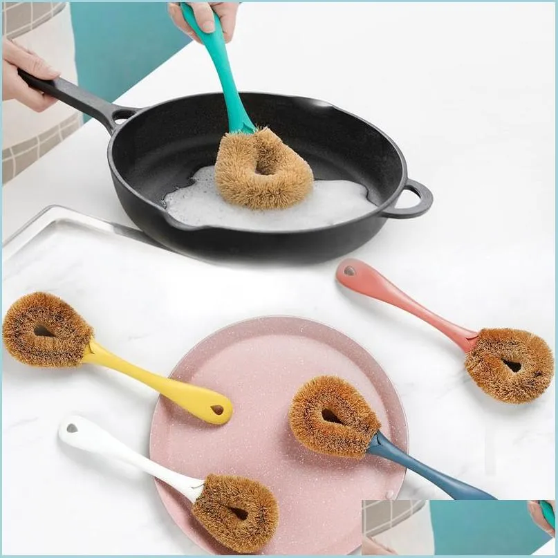 Other Kitchen Dining Bar Coconut Palm Brush Non Stick Oil Pot Plastic Handle Pan Brushes Household Kitchen Cleaning Tools Drop De Dhwhx