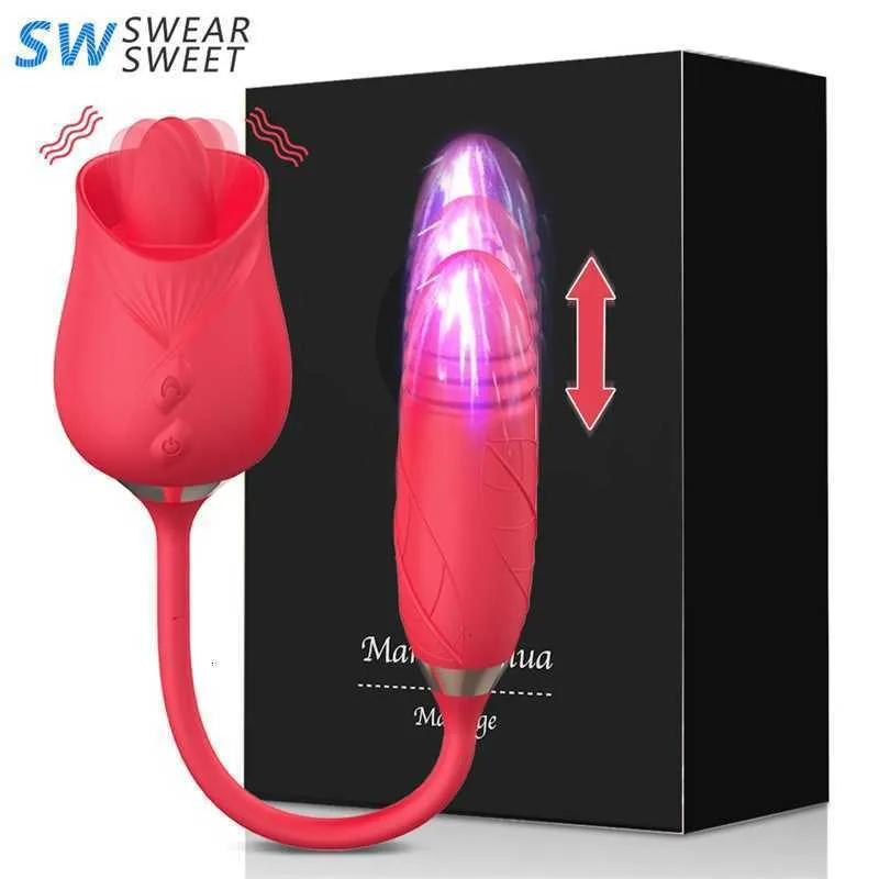 Sexspielzeug-Massagegerät, 20 Modi, Klitoris-Rose-Vibrator für weibliche Zunge, Lecken, Brustwarze, Klitoris-Stimulator, Erwachsene, Intimartikel, Spielzeug für Frauen