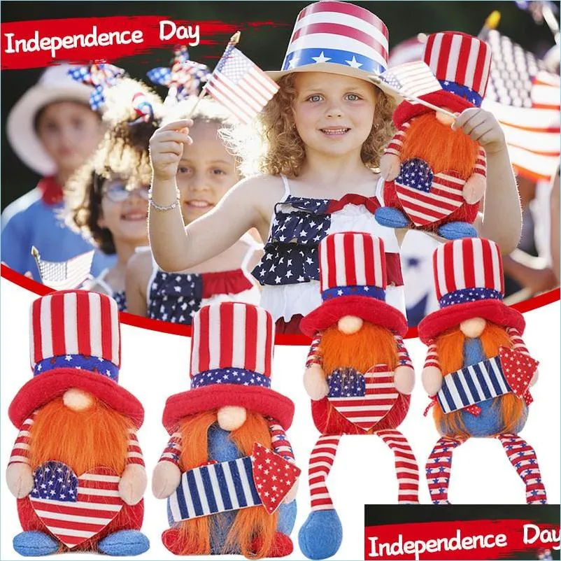 Andere feestelijke feestartikelen American Party Gnome Patriotic Independence Day Dwerg Scandinavian Ornamenten 4e van JY Home Desktop D DHRW6