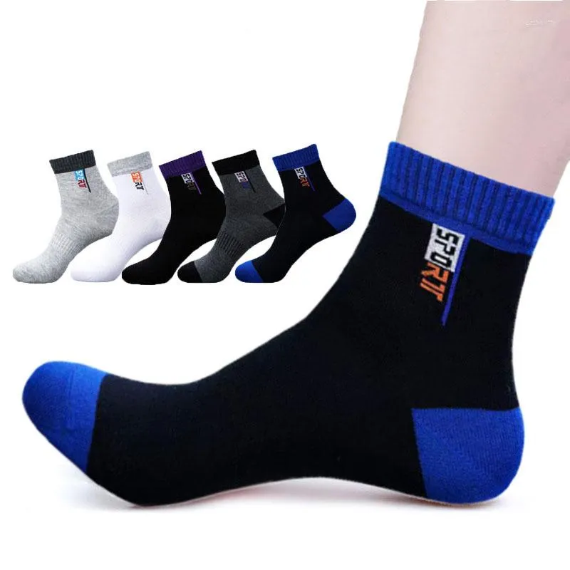 Chaussettes pour hommes 5 paires hommes de haute qualité printemps et automne respirant sport coton absorbant la sueur confortable EU38-44