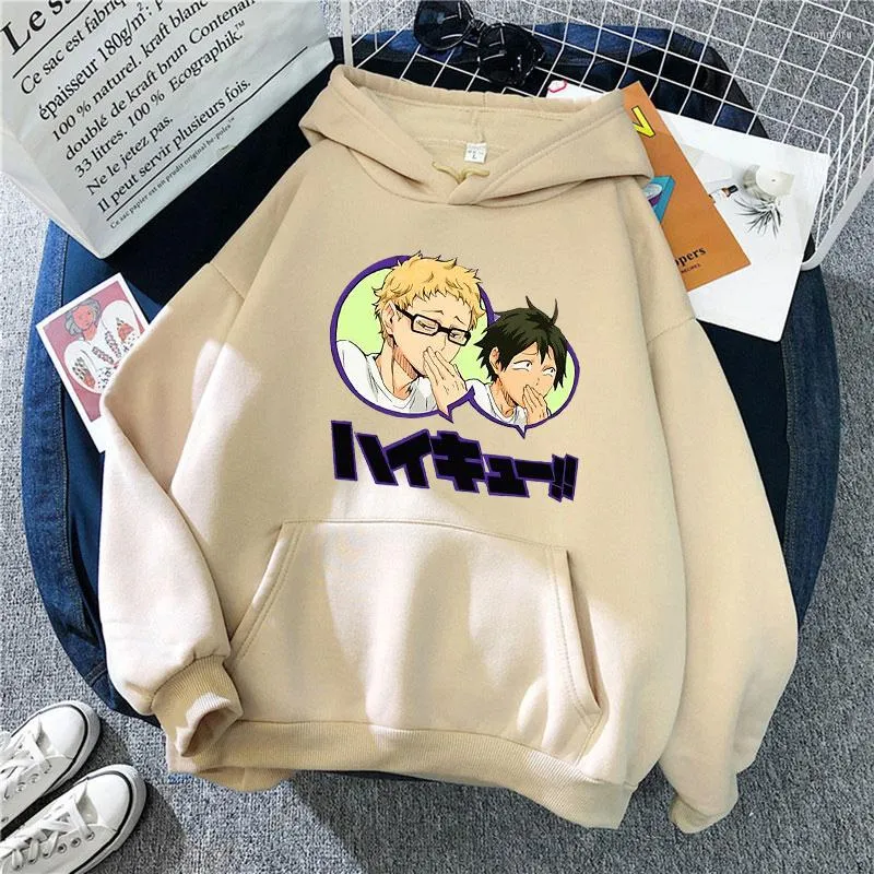 Felpe con cappuccio da uomo 2022 Kawaii Anime Cartoon Haikyuu Felpe Uomo Donna Stampato Pullover con cappuccio Maniche lunghe Casual Regular Top