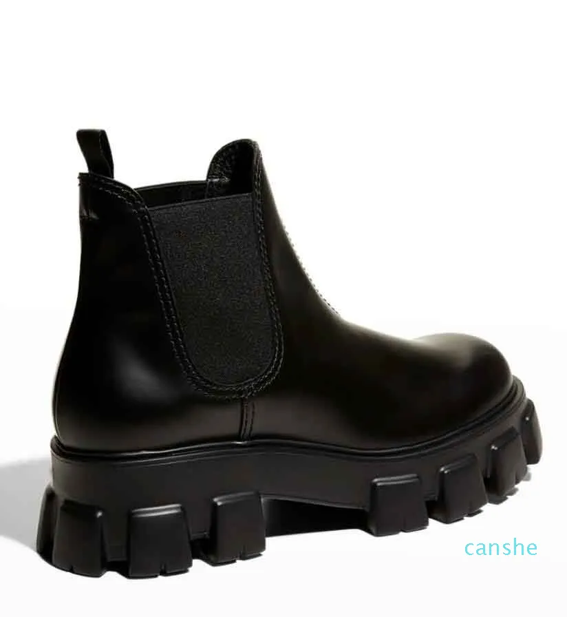 Stivaletti donna Monolith stivali in pelle spazzolata piattaforma suola aletta donna scarpe col tacco firmate scarpe outdoor in pelle nera 35 41