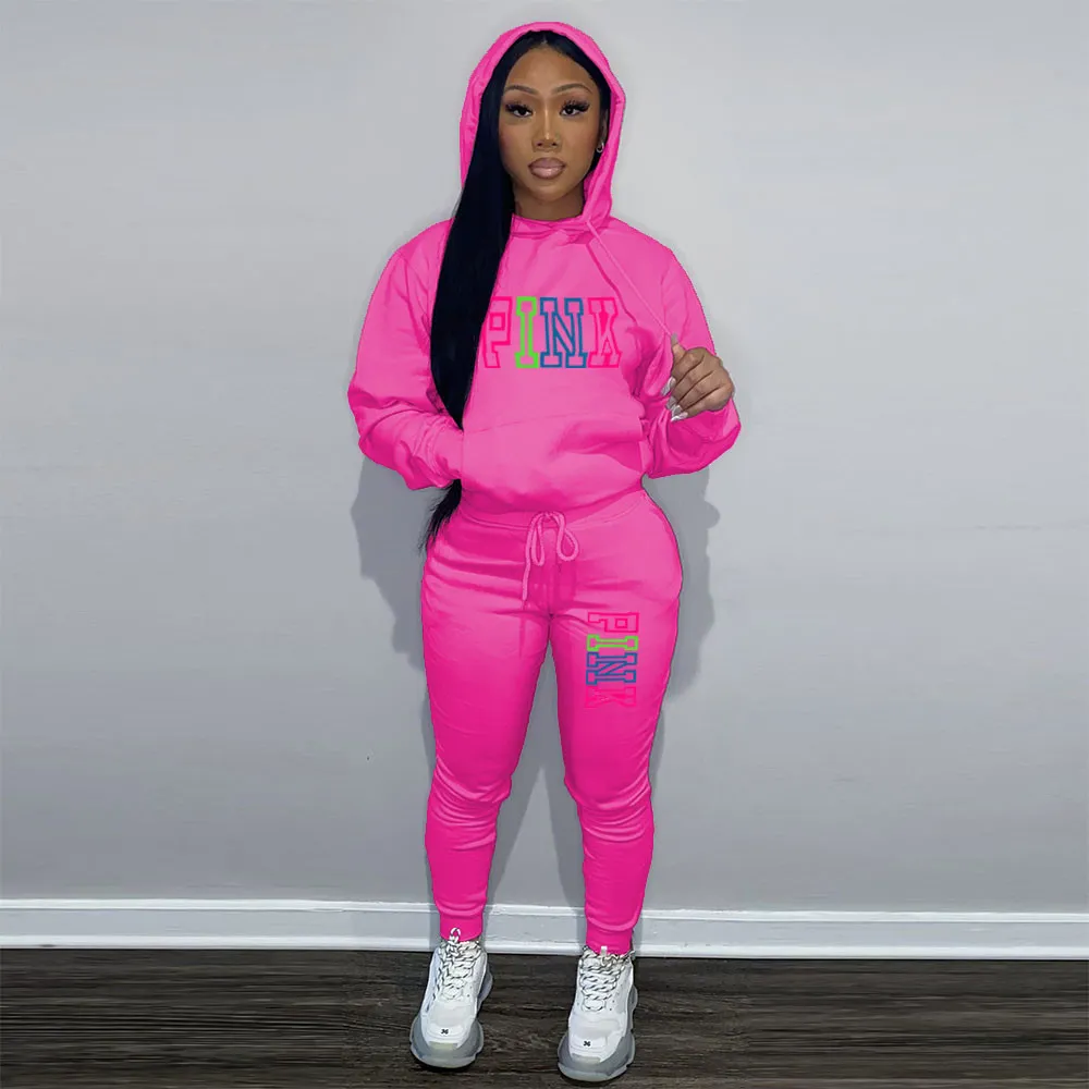 2024 Designer Brand Women Tracksuits Jogging Suits PINK Print Sets