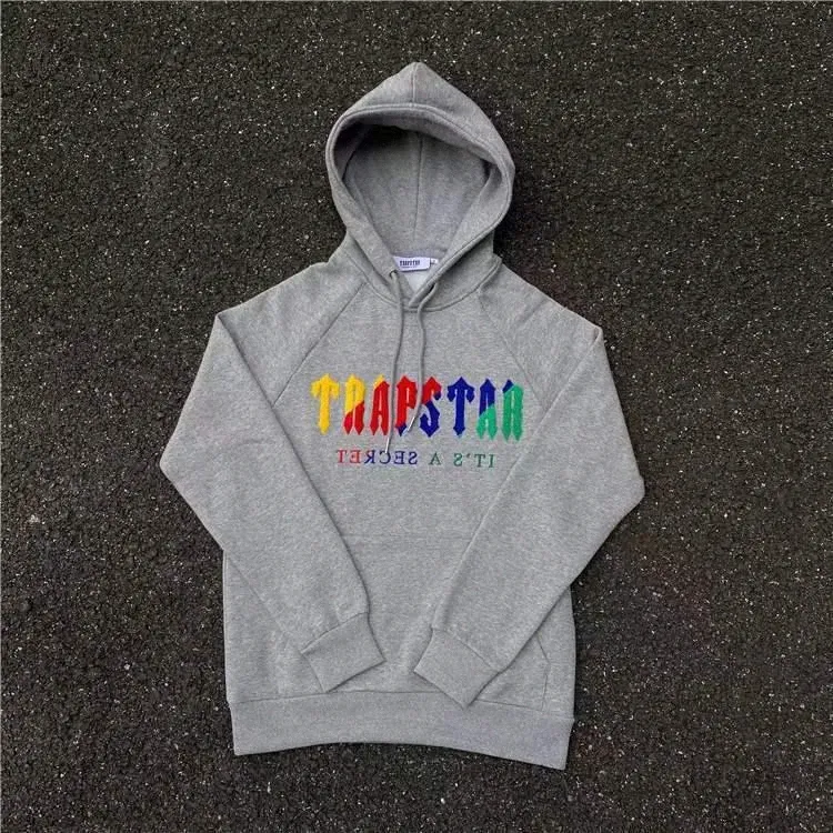 Bluza Trapstar Full Tracksuit Rainbow Ręcznik haft haft dekodowanie kaptury sportowe mężczyźni kobiety sportowe garnitur zamek błyskawiczne rozmiar xl